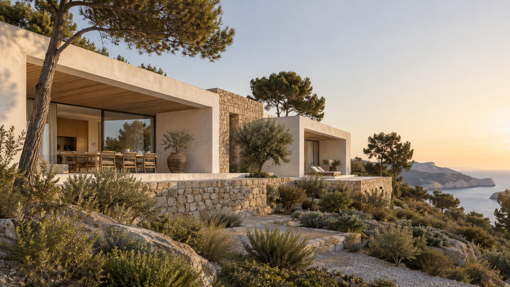 A new home set within a Mediterranean landscape